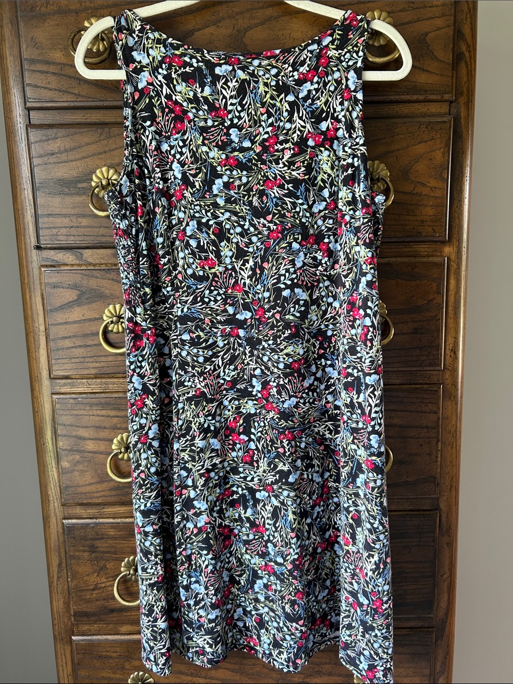 J. Jill Wearever Collection Black Floral Sleeveless Midi Dress, Size M
